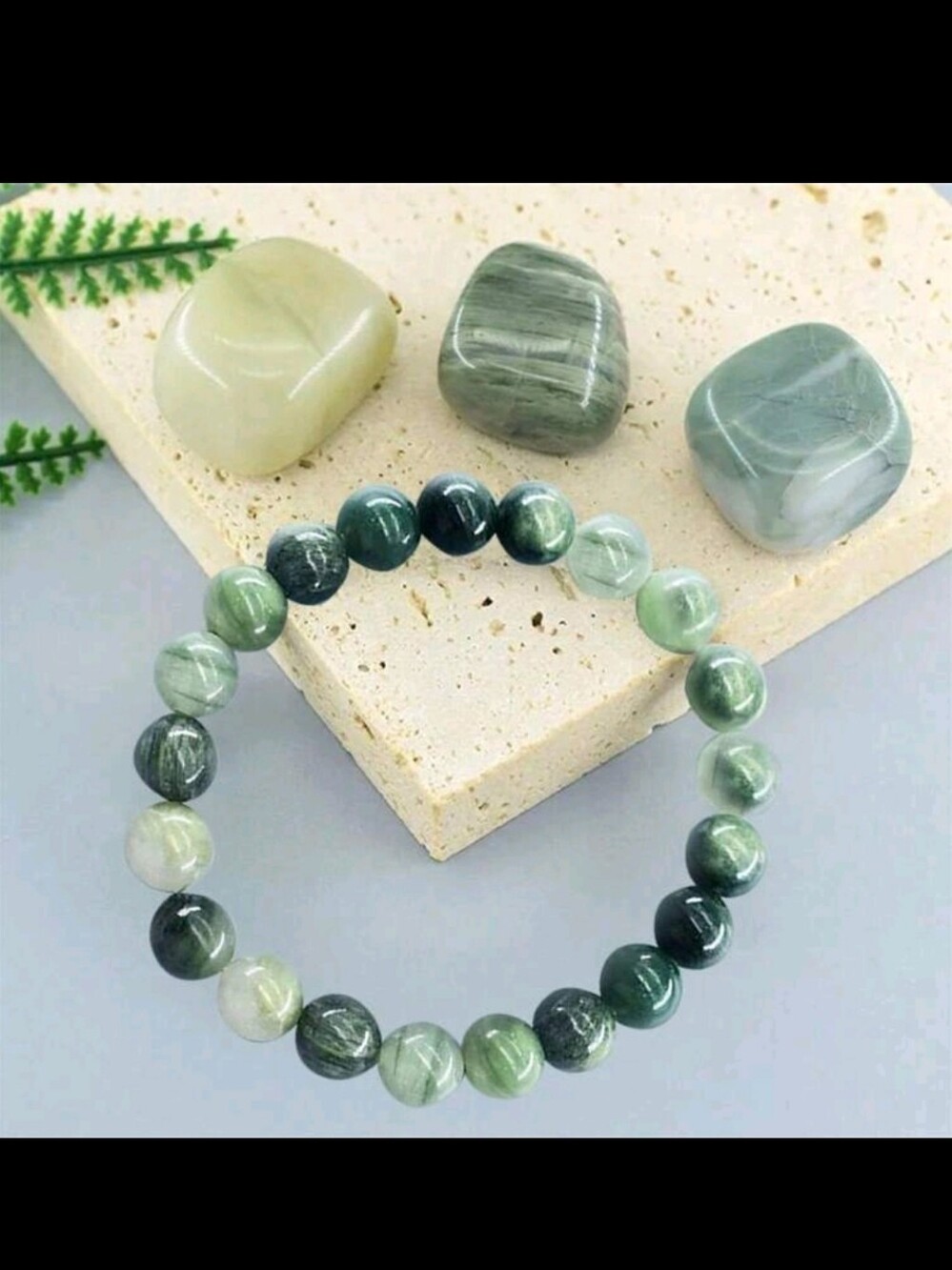 1pc Natural Stone Crystal Bead Bracelet On Elastic Cord, Helps Release Negative